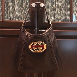 Gucci brown leather fabulous hobo bag.